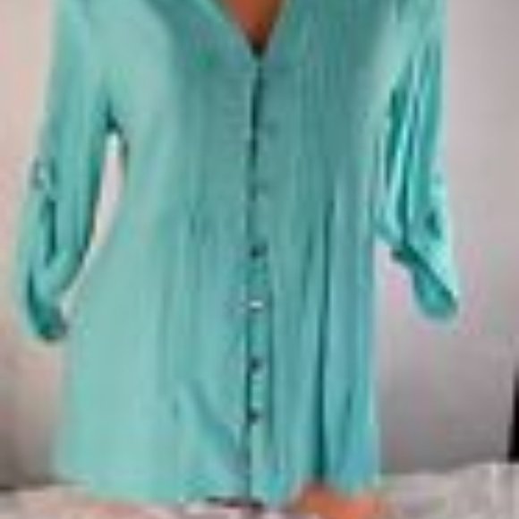 Teal button-up - Picture 2 of 7